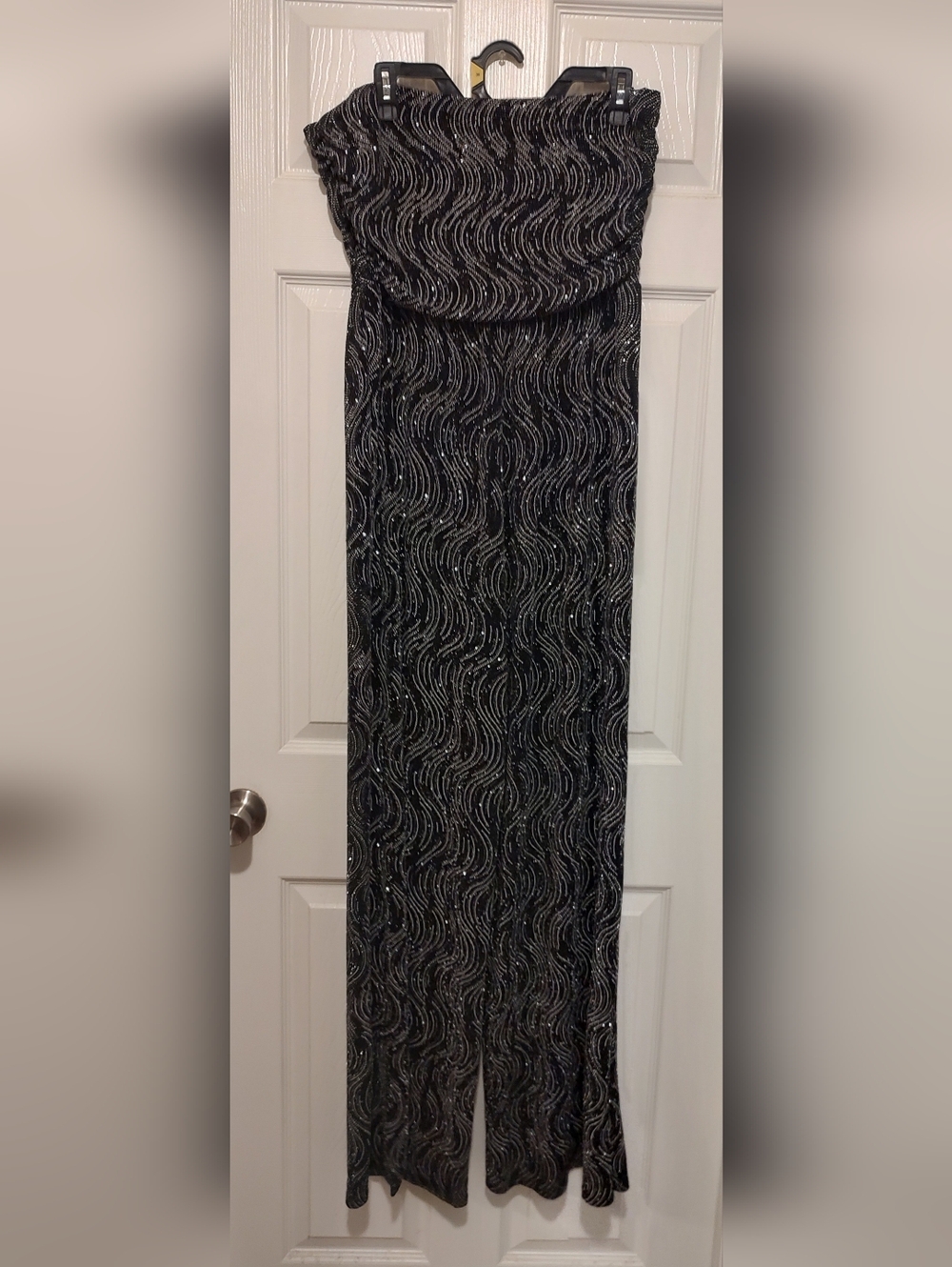 Fashion Nova Black Sequin Strapless Jumpsuit